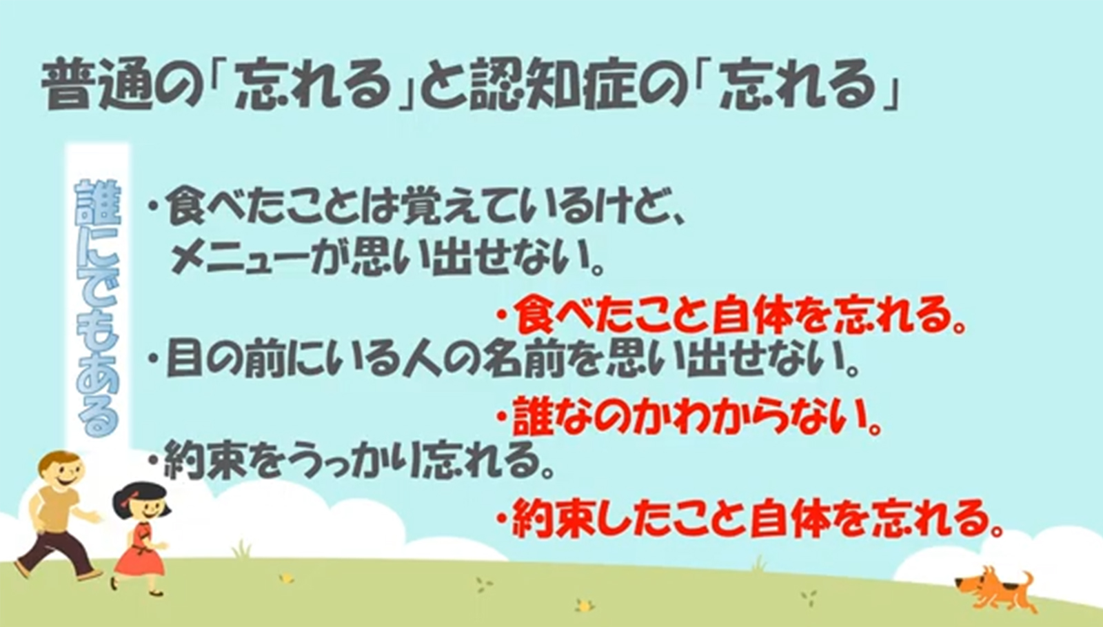 普通の「忘れる」と認知症の「忘れる」の違い